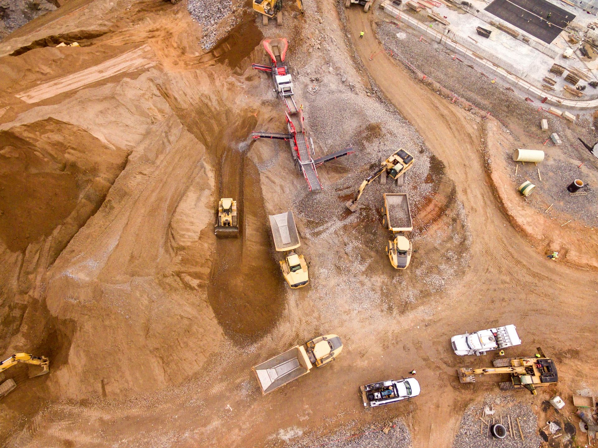Haul trucks working an open-pit mine